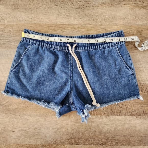 Aerie Drawstring Pull On Blue Denim Shorts - Picture 9 of 11